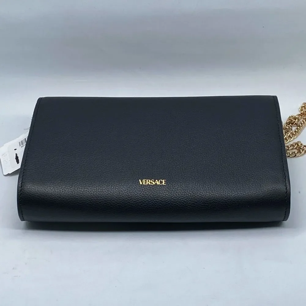 Versace La Medusa Tonal Leather Wallet Crossbody Bag